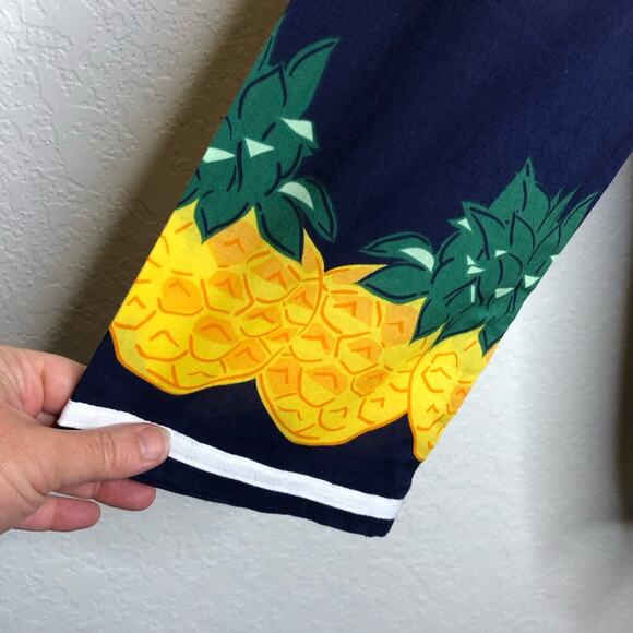 Tracy Negoshian Abby Pineapple Stripes navy yellow tunic top size Medium NWT - Picture 5 of 13